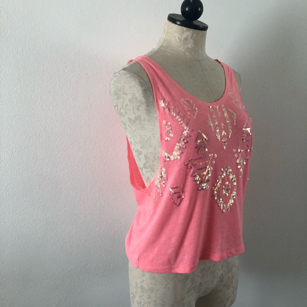 Victoria’s Secret PINK neon pink sequin muscle top - Picture 4 of 6